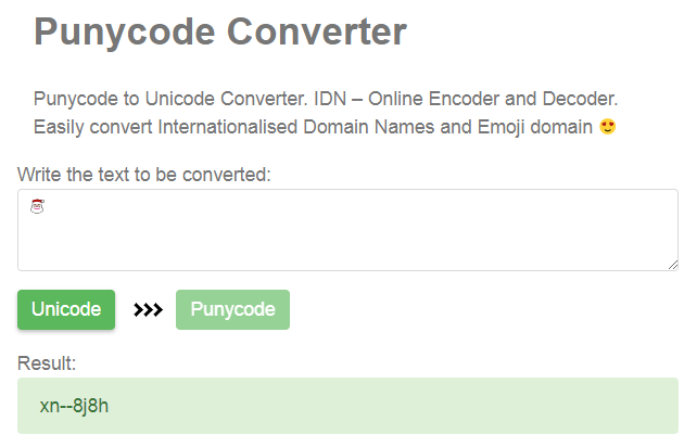 تحويل رمز تعبيري إلى punycode